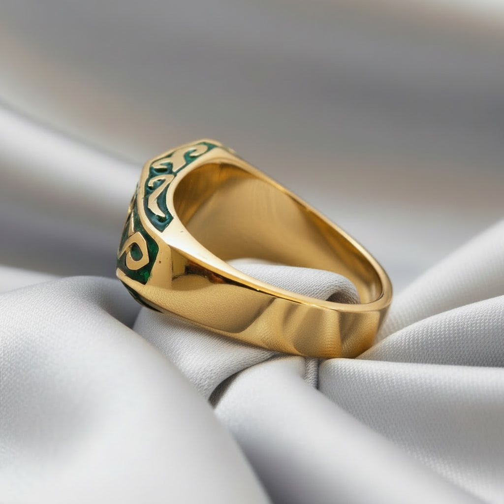 Men's Green Crest Ring