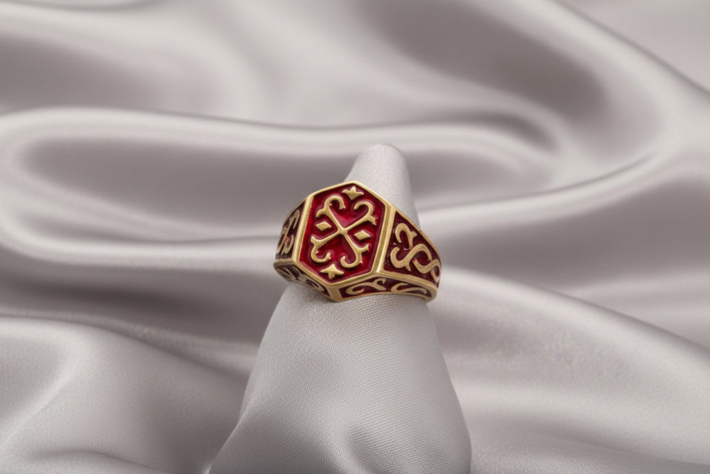 Men's Red Crest Ring