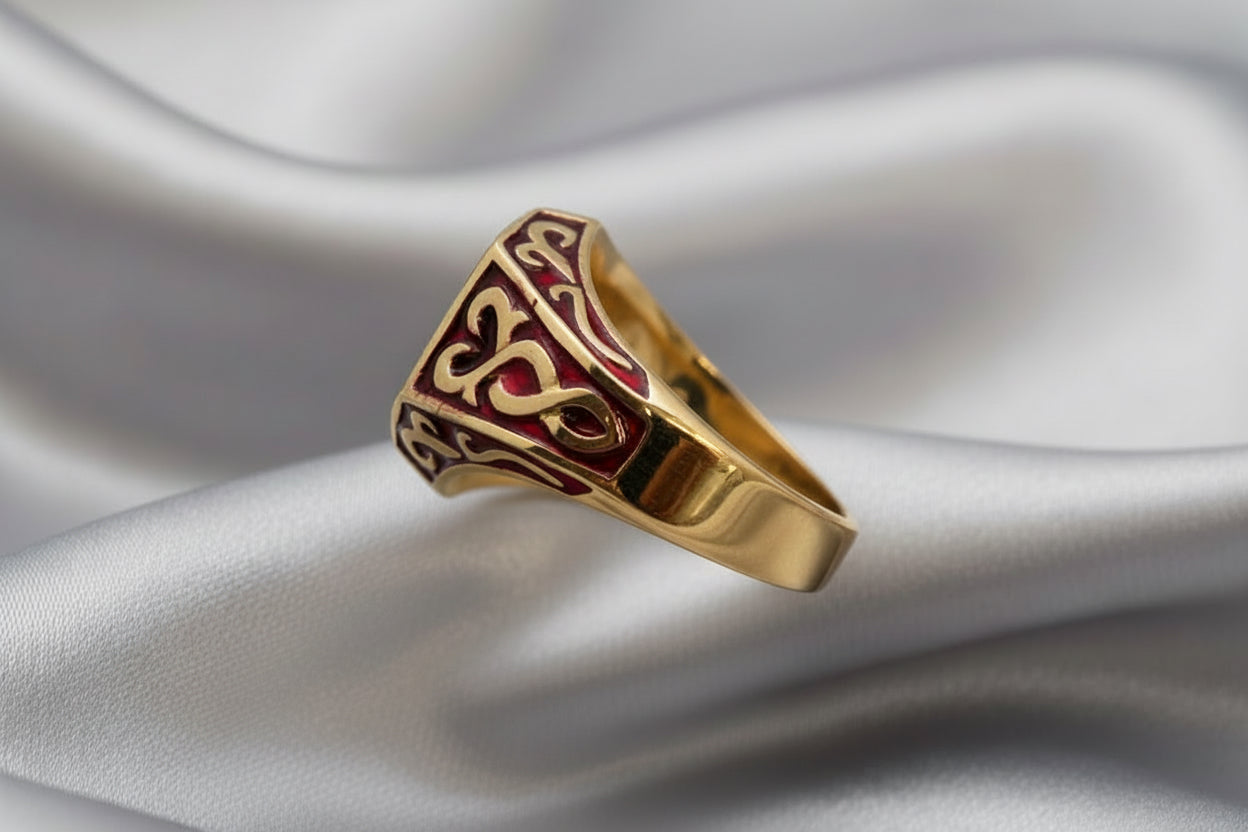 Men's Red Crest Ring