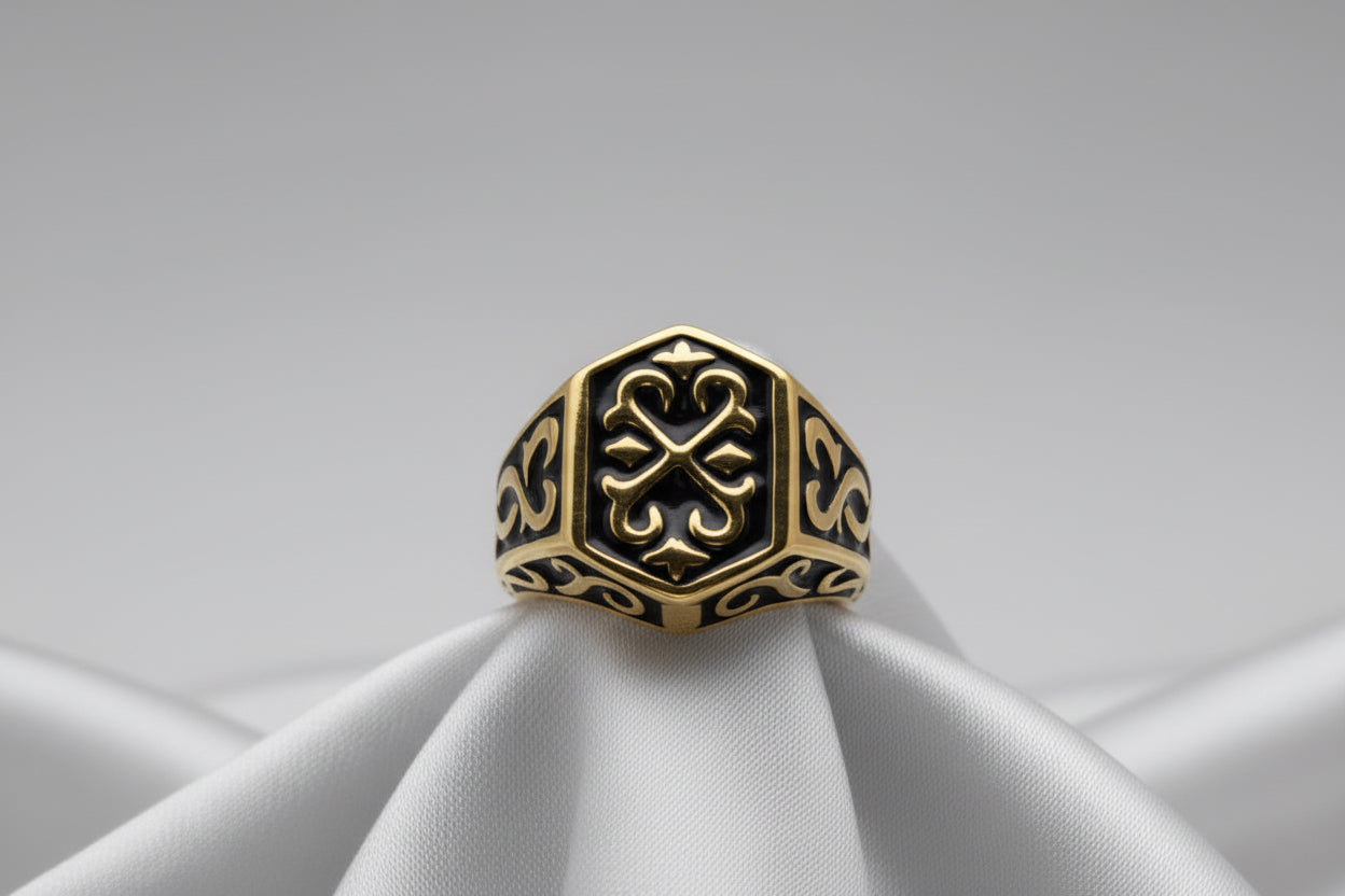 Men's Black Crest Ring