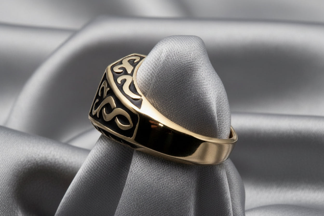 Men's Black Crest Ring