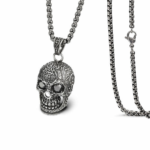 Sterling Silver Skull Pendant Necklace