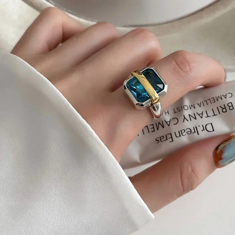 Blue Zirconia Striped Ring