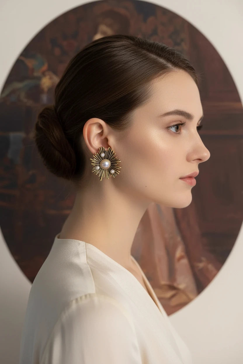 Pearl Geometric Ring & Earrings