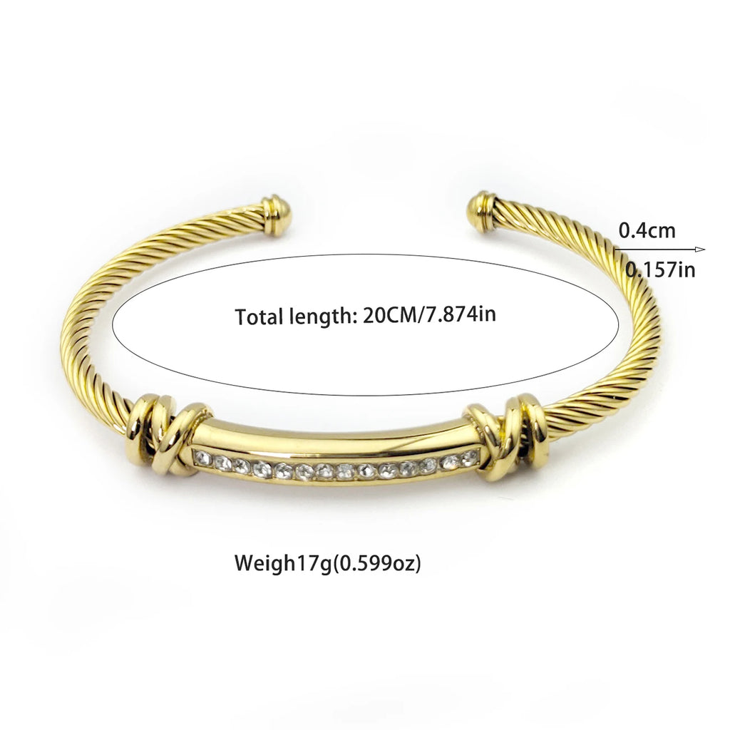 Stainless Steel Twisted Cable Diamond Bracelet