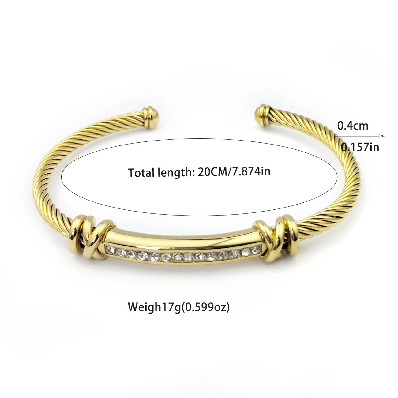 Stainless Steel Twisted Cable Diamond Bracelet