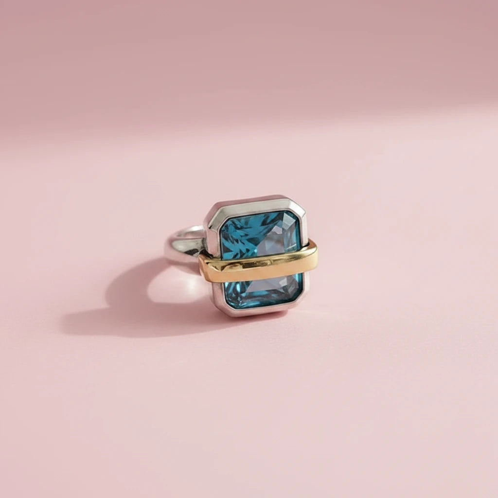 Blue Zirconia Square Ring