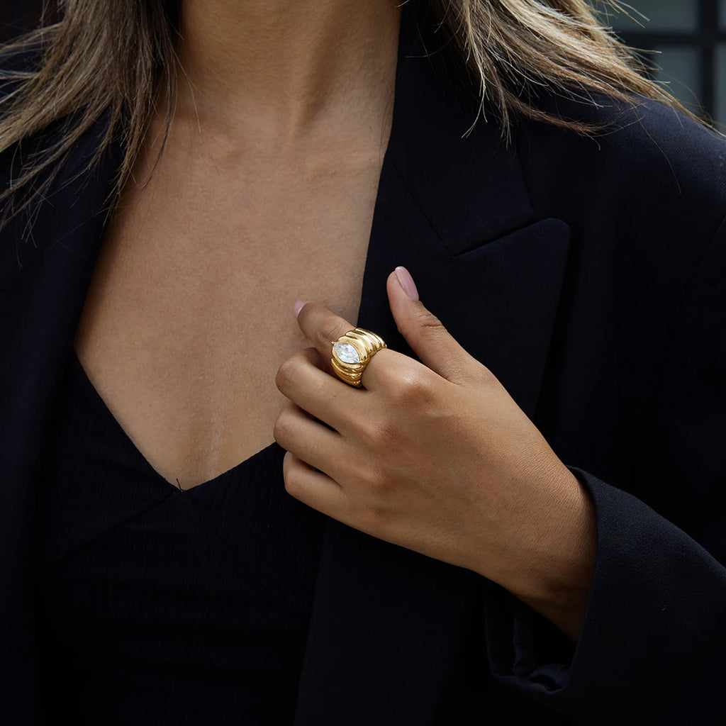 Ribbed Zirconia Ring