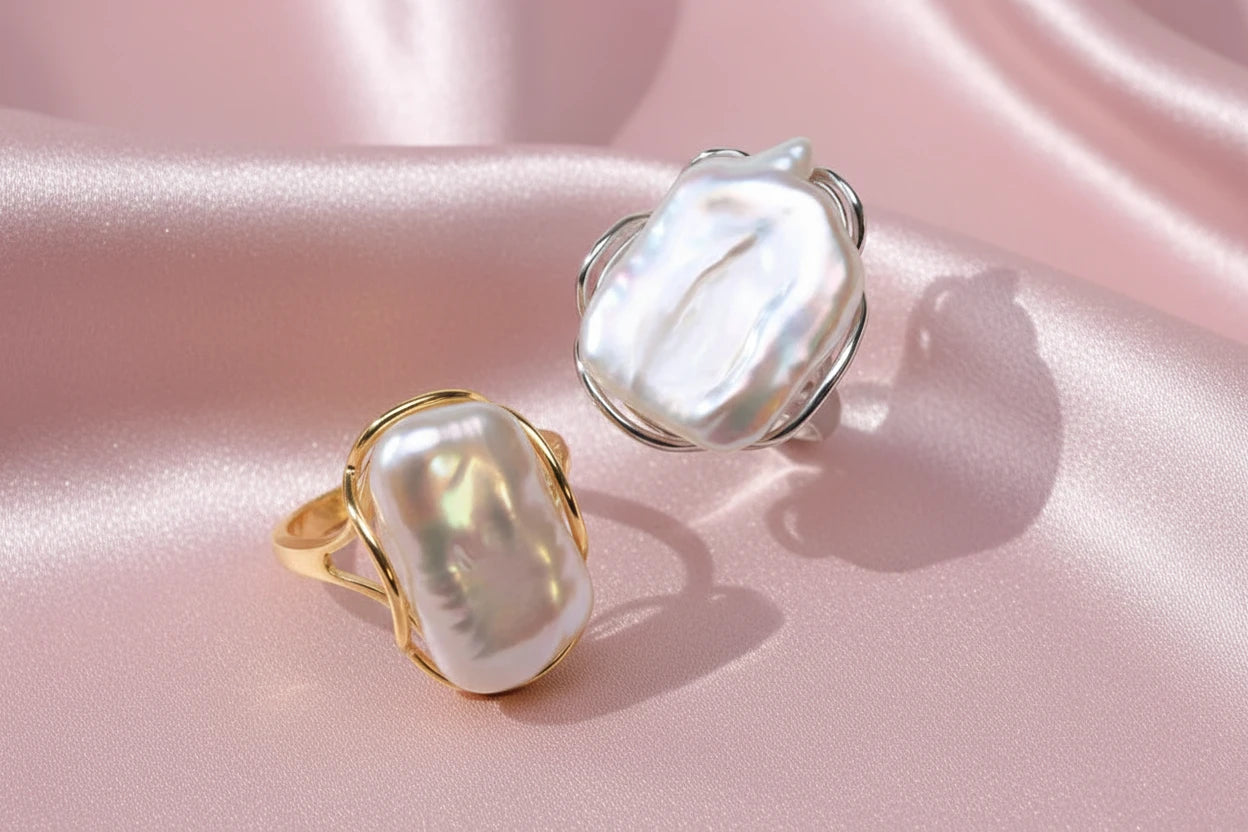 Baroque Square Pearl Ring
