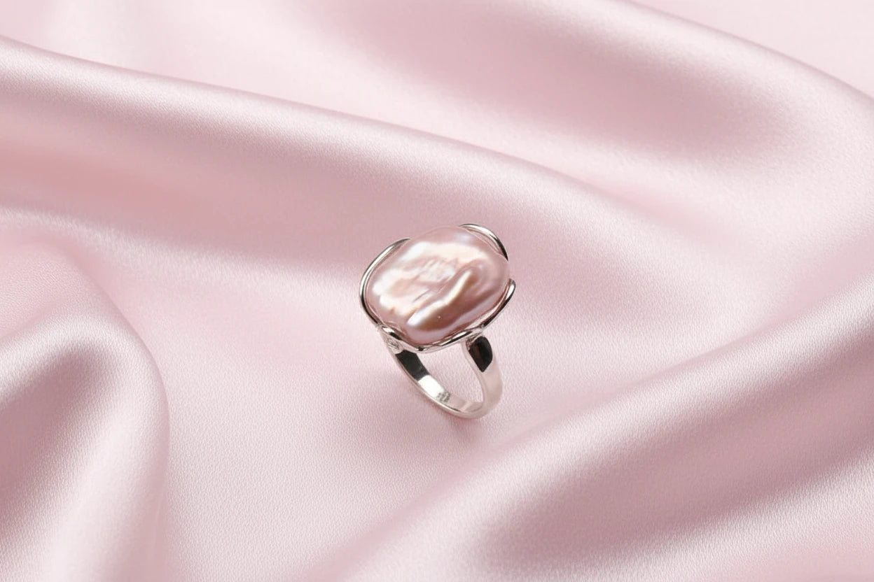 Baroque Square Pearl Ring