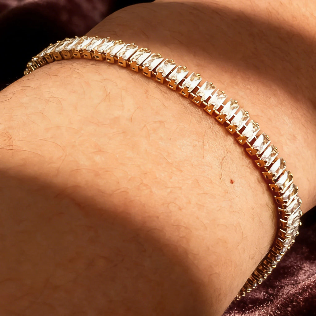 Luxury Rectangular Gemstone Necklace & Bracelet