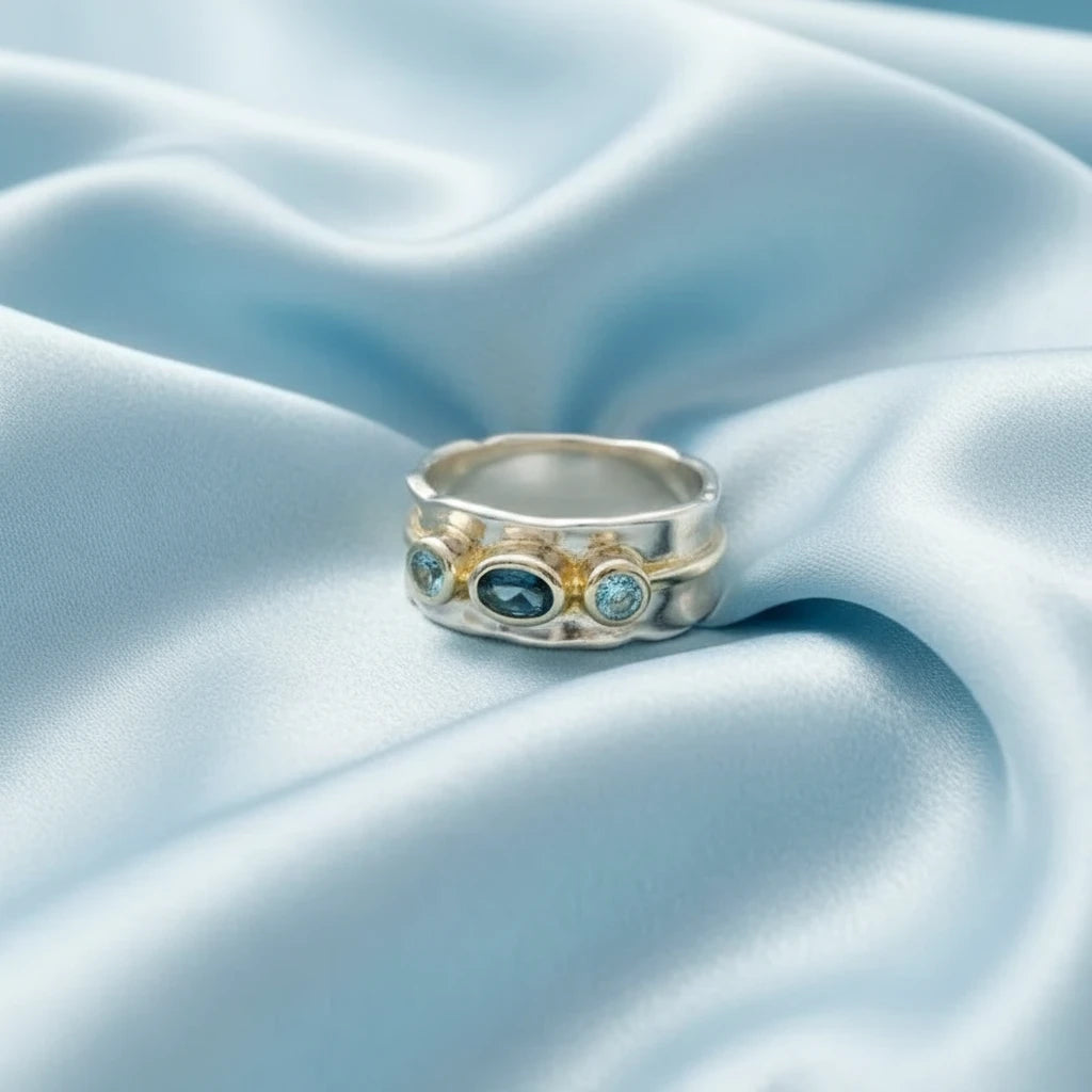 Three stone Bezel Band