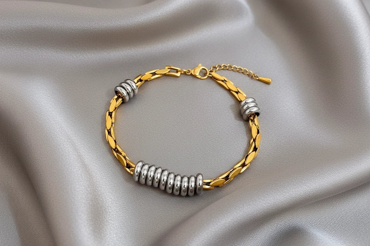Hollow Circle Bead Geometric Chain Bracelet
