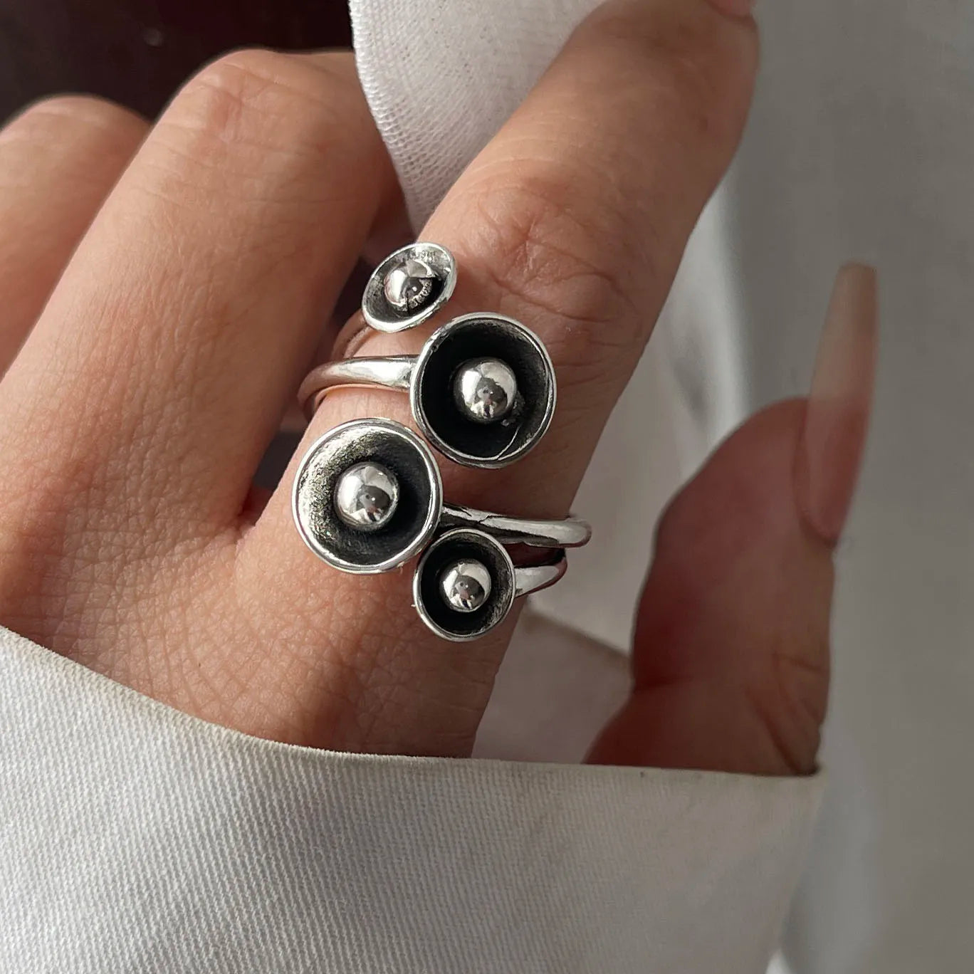 Retro Floral Sterling Silver Ring