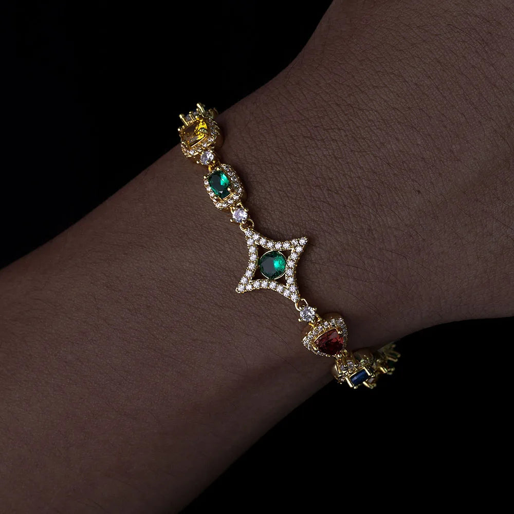 Colorful Gemstones Chain Necklace & Bracelet