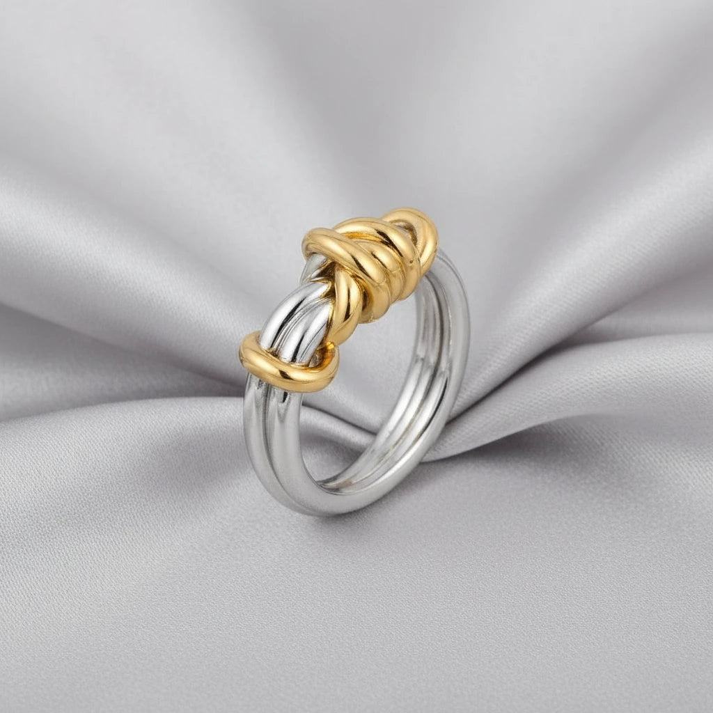 Two Tone Spiral Rope Ring