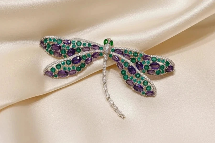 Rhinestone Dragonfly Brooch