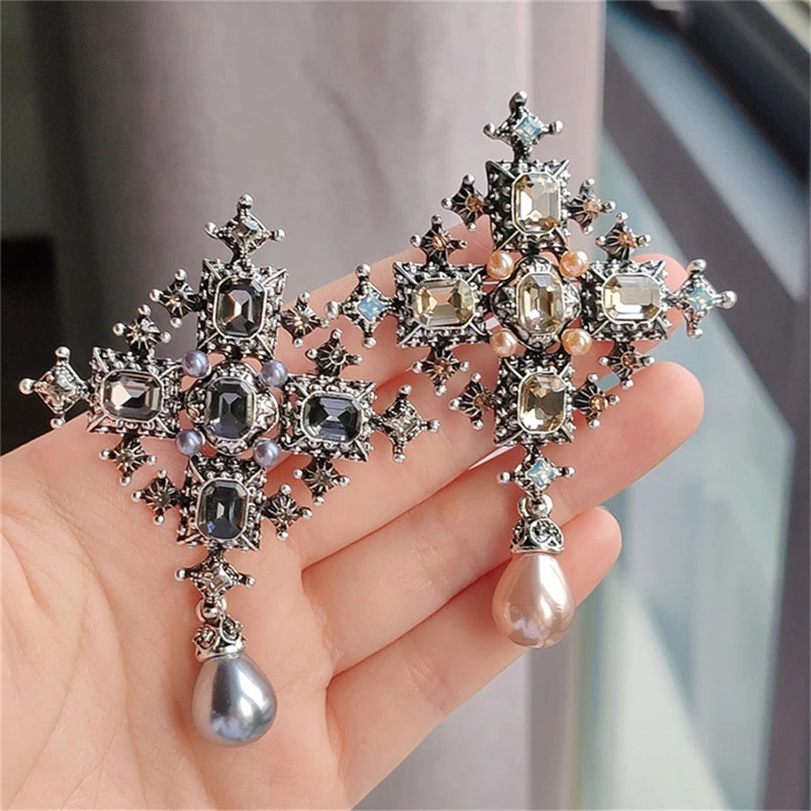 Baroque Crossed Rhinestone Brooch