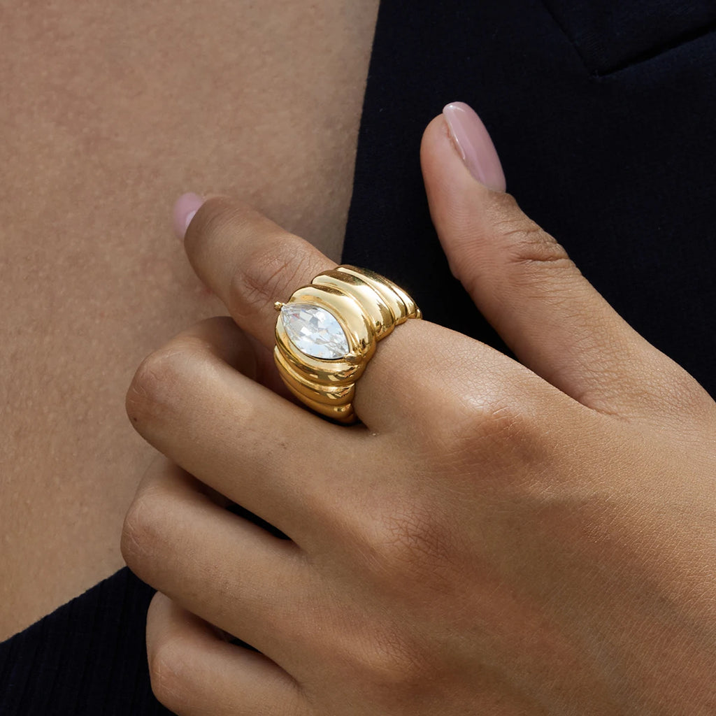 Ribbed Zirconia Ring