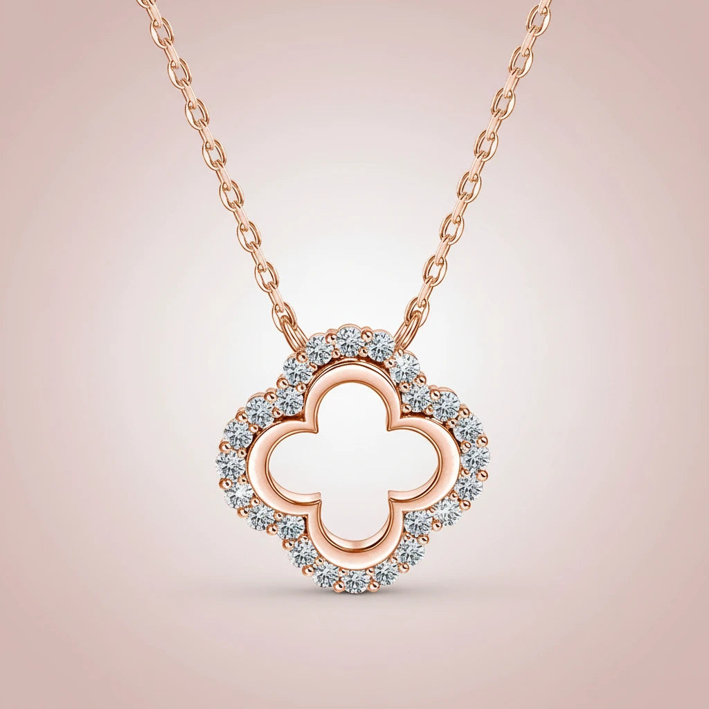Four Leaf Clover Moissanite Pendant Necklace