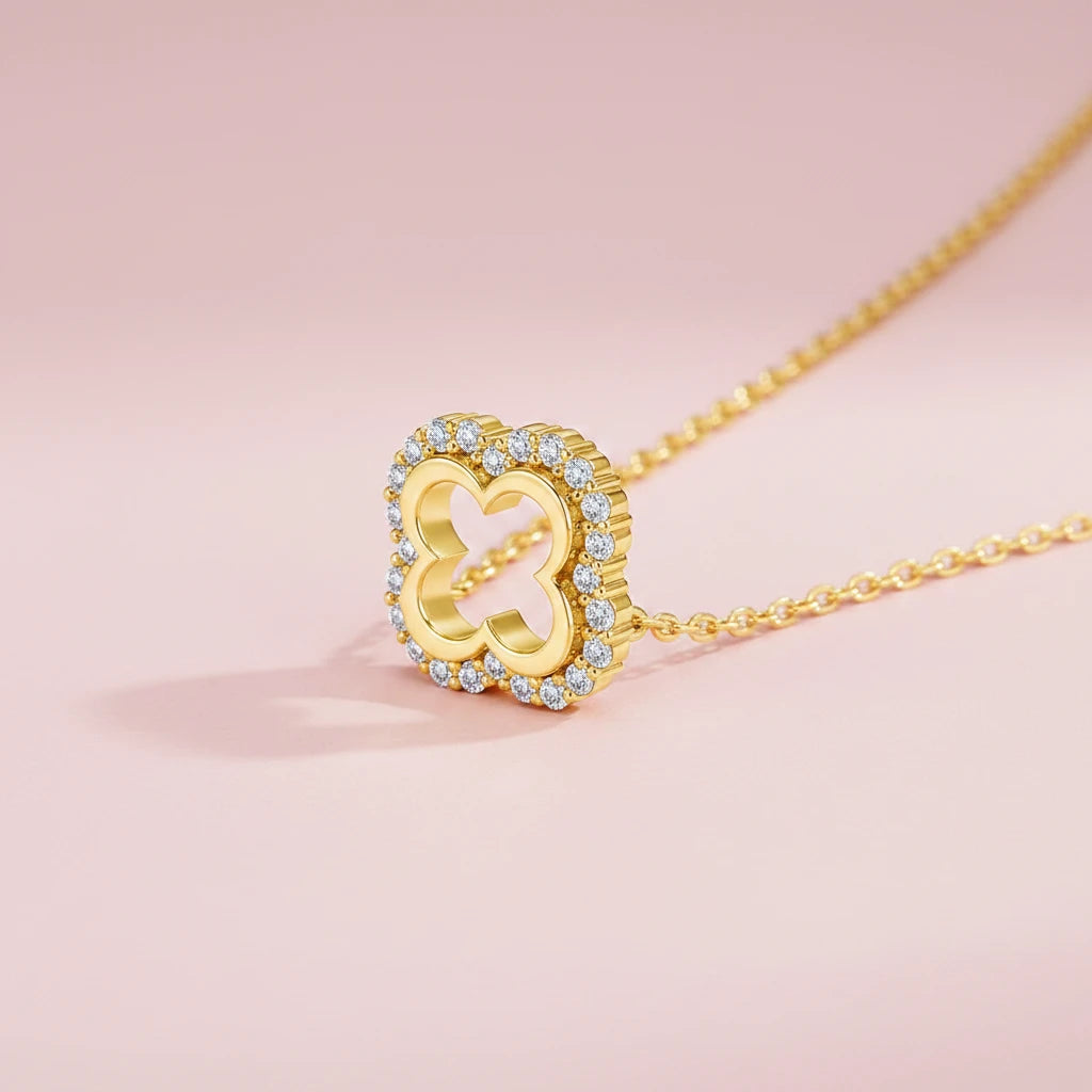 Four Leaf Clover Moissanite Pendant Necklace