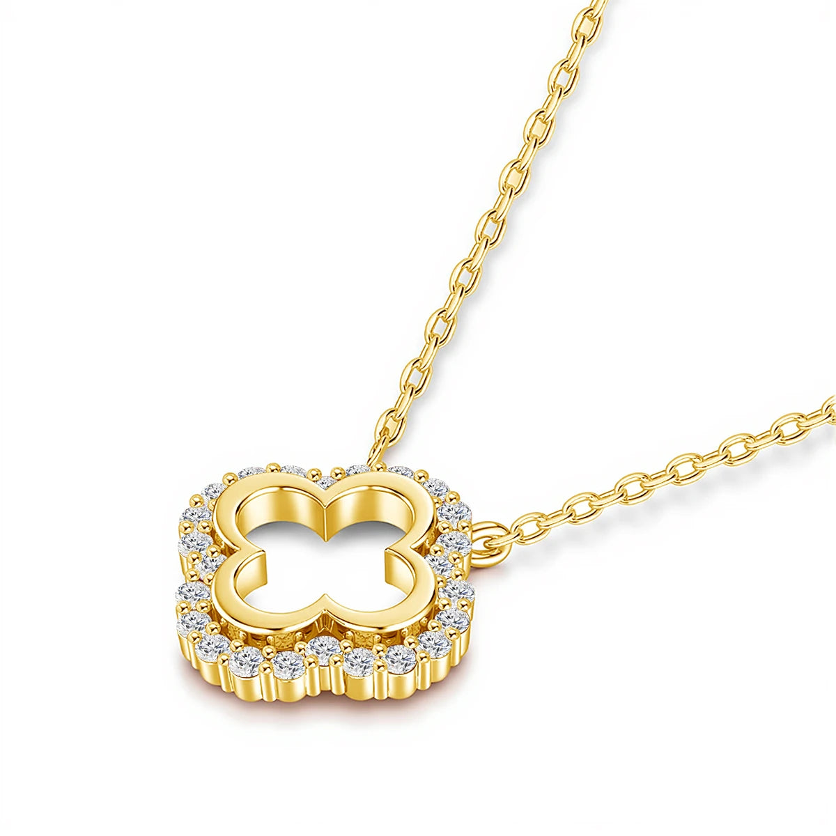 Moissanite 18k PVD Four Leaf Clover Necklace