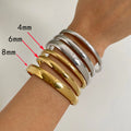 Stainless Steel 14k Gold 3 Piece Stackable Bangle Bracelet
