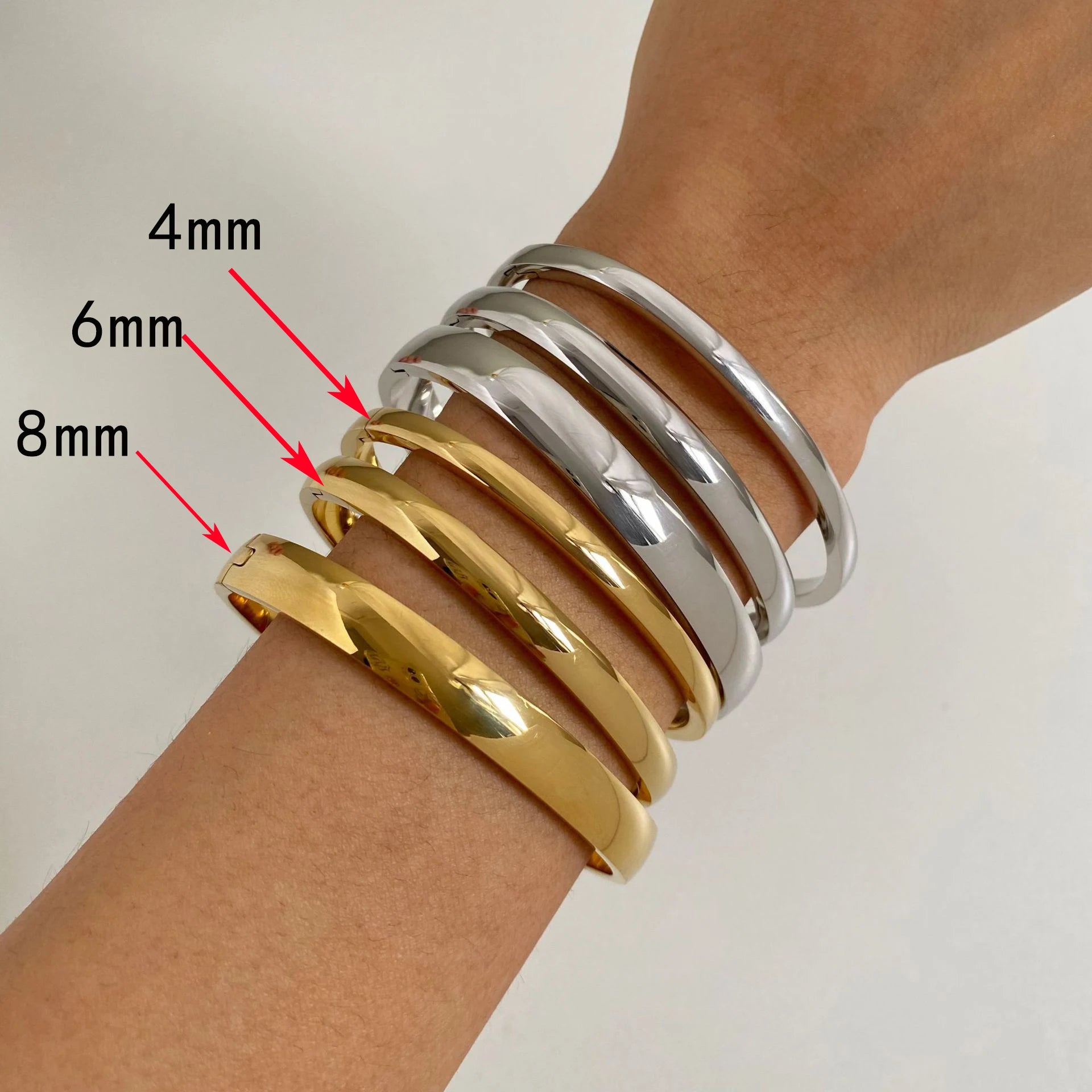 Stainless Steel 14k Gold 3 Piece Stackable Bangle Bracelet