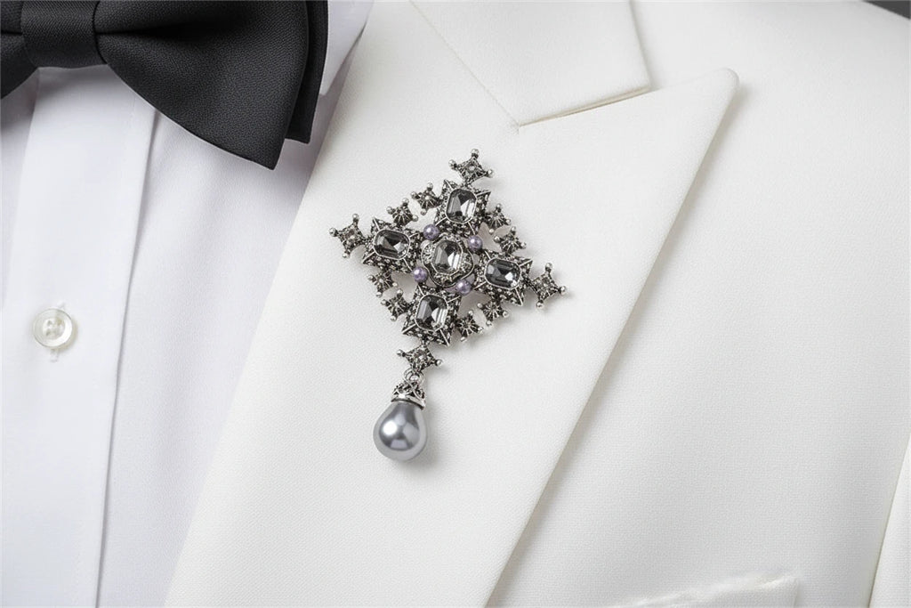 Baroque Crossed Rhinestone Brooch