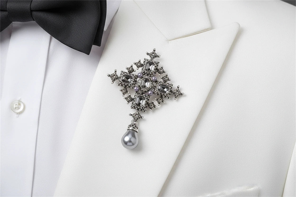 Baroque Crossed Rhinestone Brooch