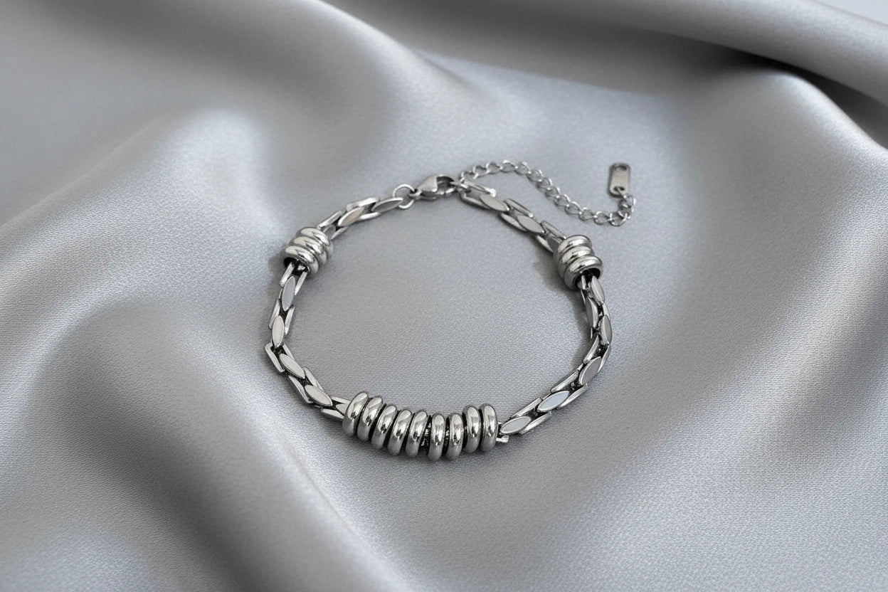 Hollow Circle Bead Geometric Chain Bracelet