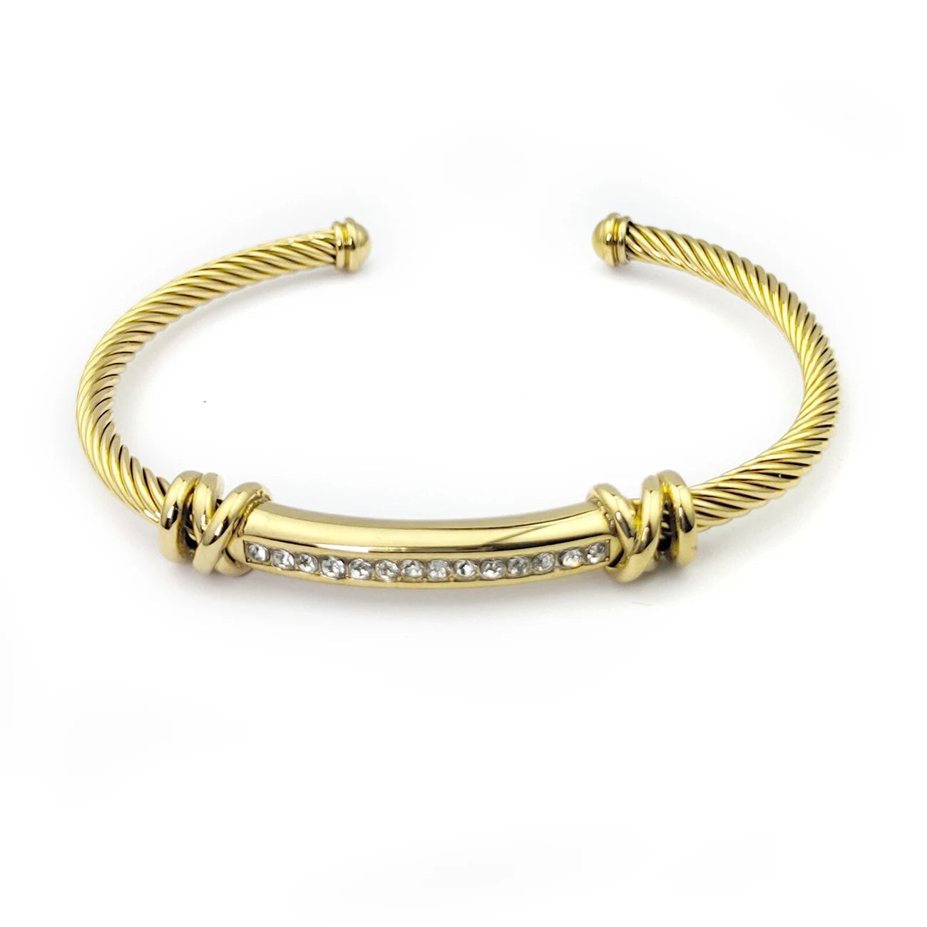 Stainless Steel Twisted Cable Diamond Bracelet