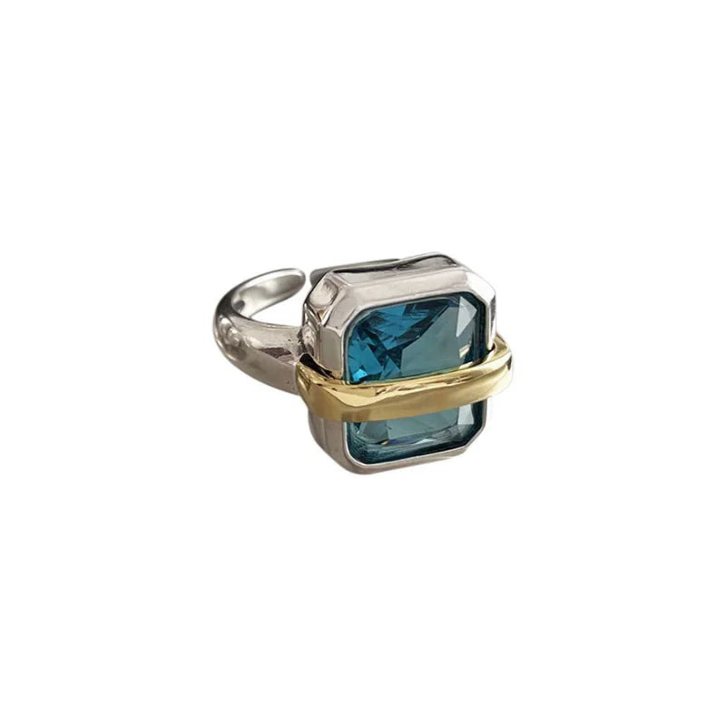 Blue Zirconia Striped Ring