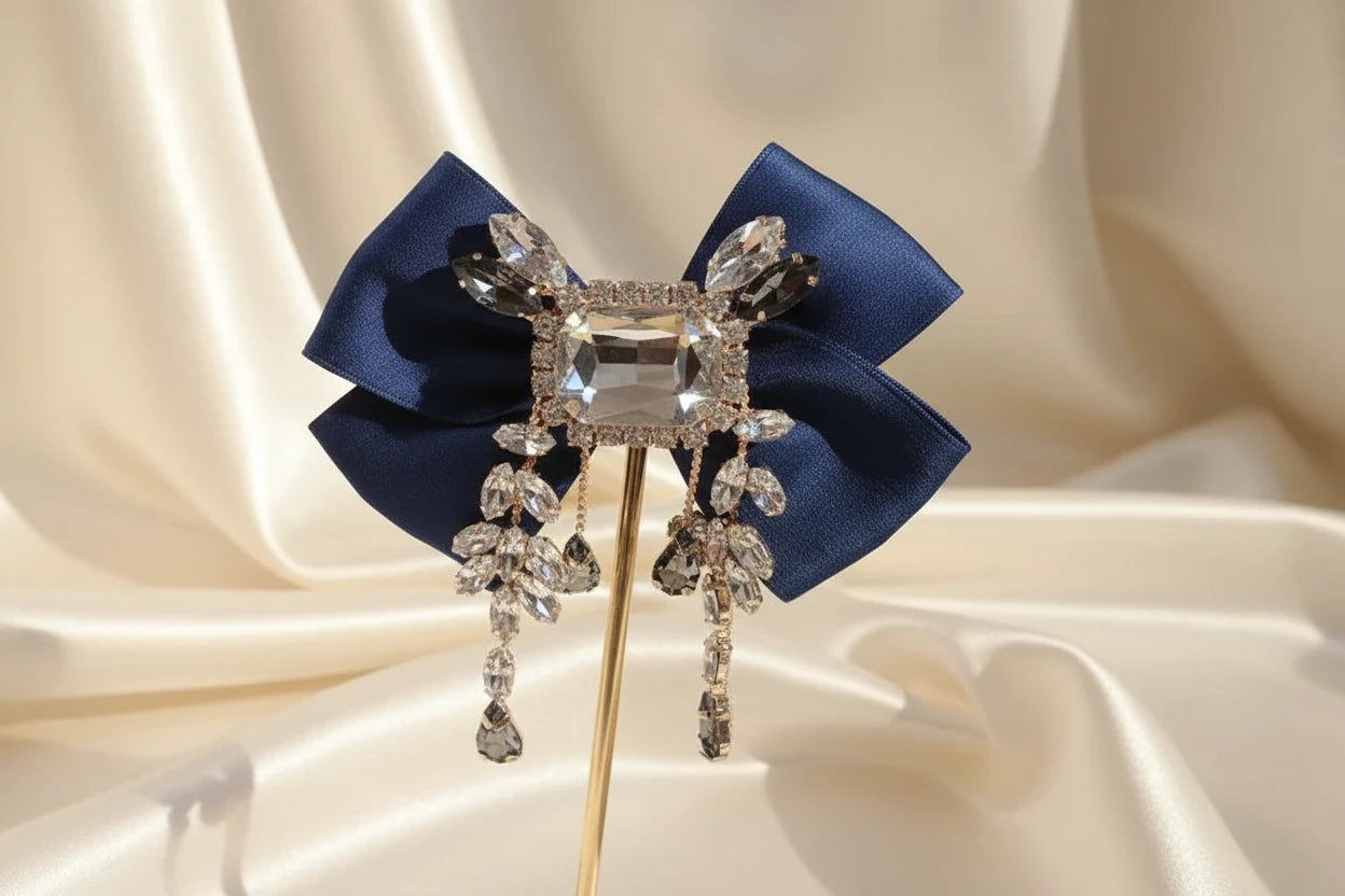 Shirt Collar Bowtie Rhinestone Brooch
