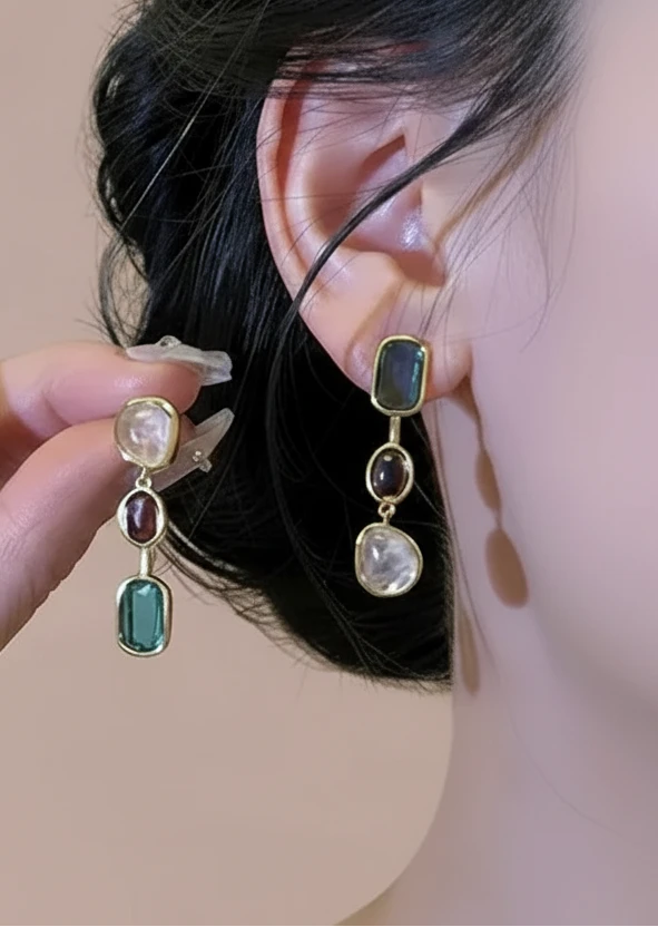 Asymmetrical Resin Drop Earrings