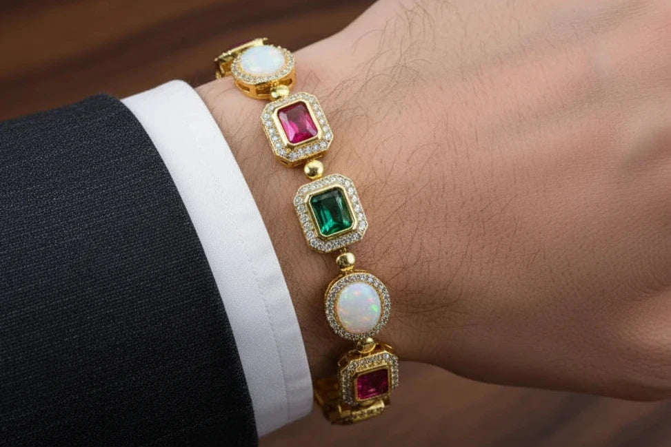 Colorful Gemstones Chain Necklace & Bracelet