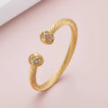 Braided Charm Open Cuff Stainless Steel Stackable Bracelet