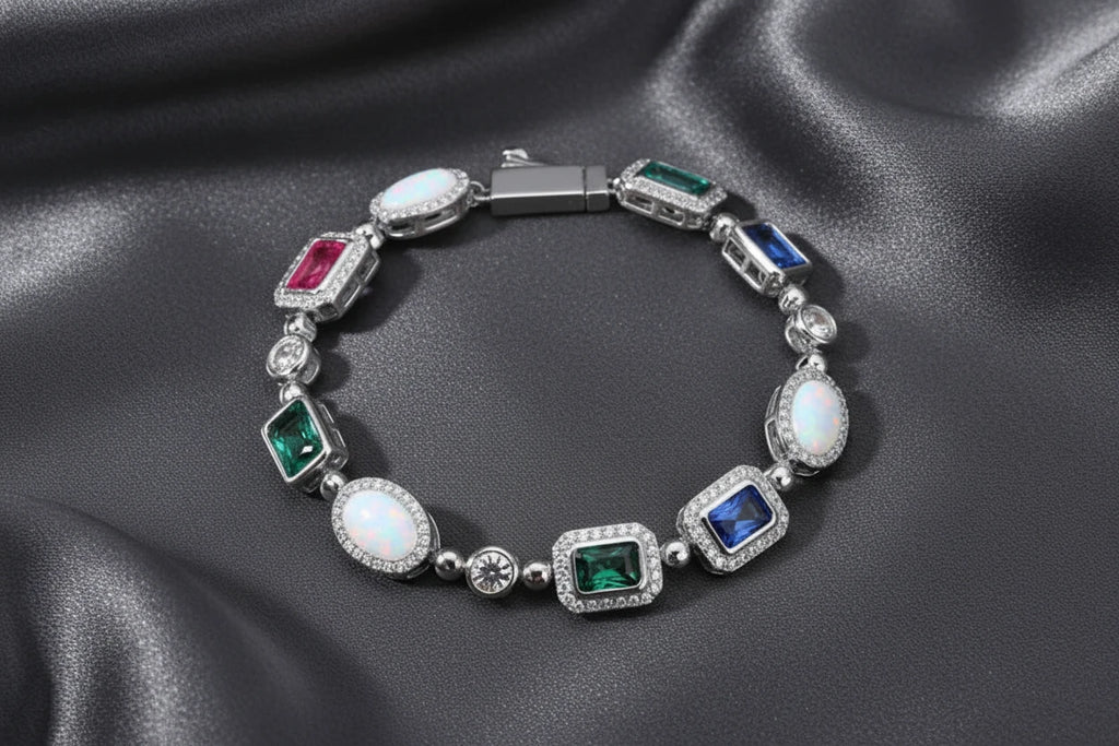 Colorful Gemstones Chain Necklace & Bracelet