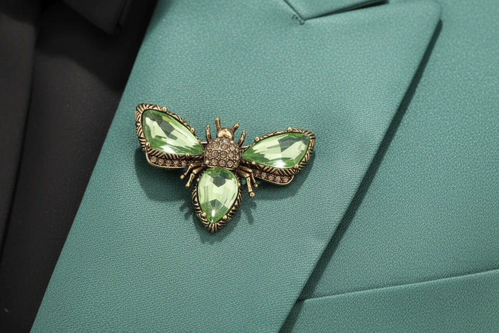 Jeweled Wings Rhinestone Brooch