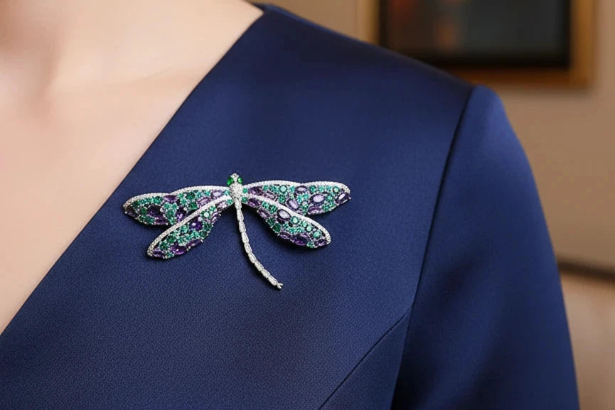 Rhinestone Dragonfly Brooch