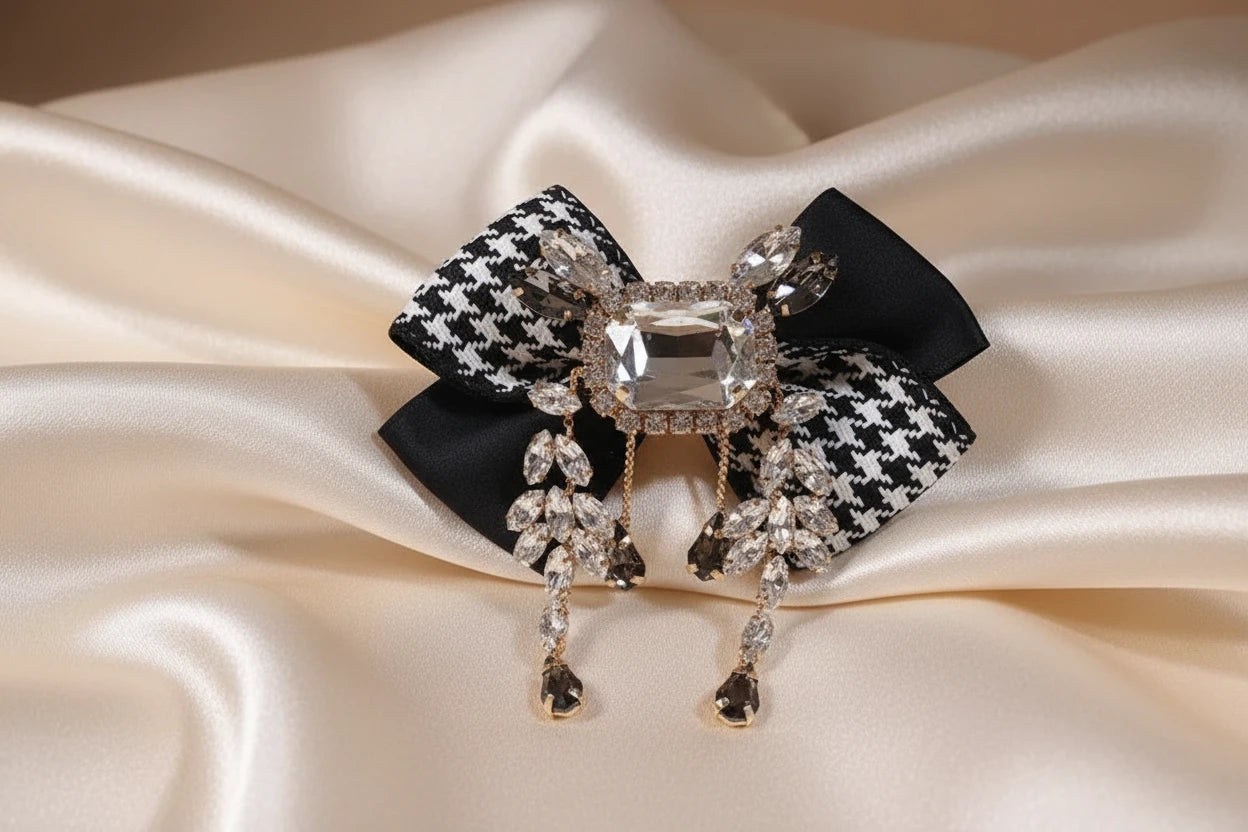 Shirt Collar Bowtie Rhinestone Brooch