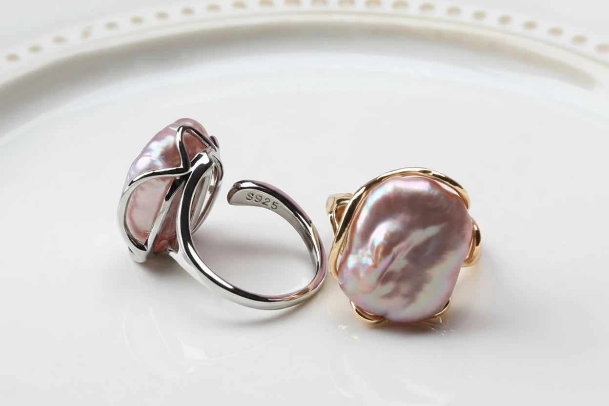 Baroque Square Pearl Ring