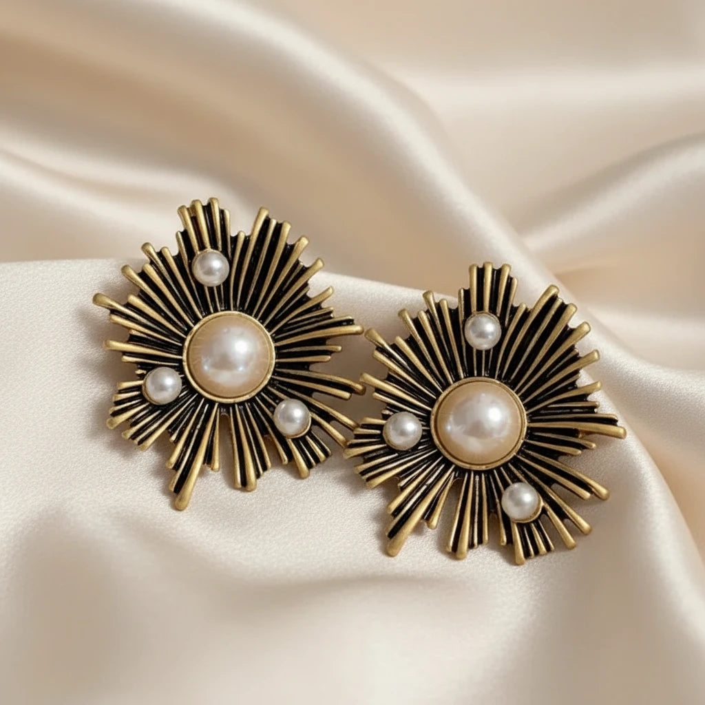 Pearl Geometric Ring & Earrings