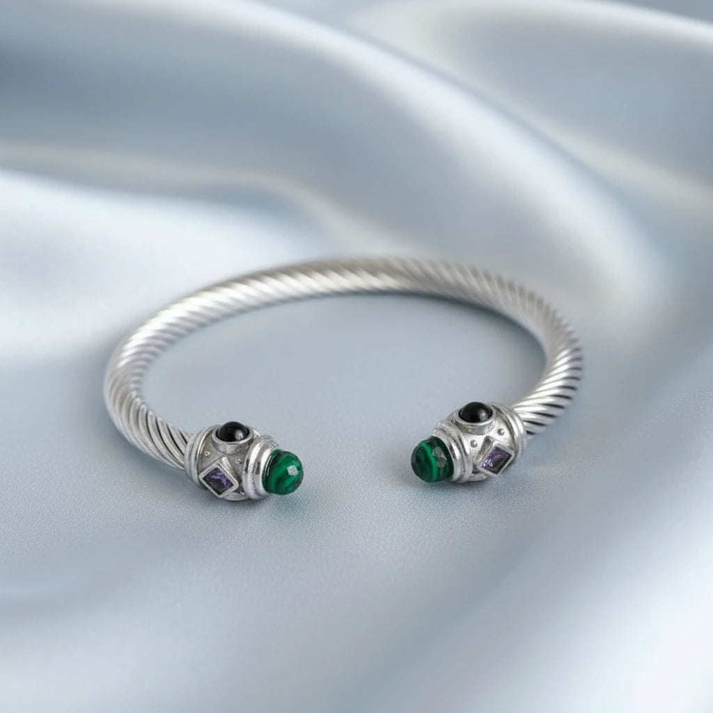 Wire Twist Adjustable Luxury Gemstone Bracelet