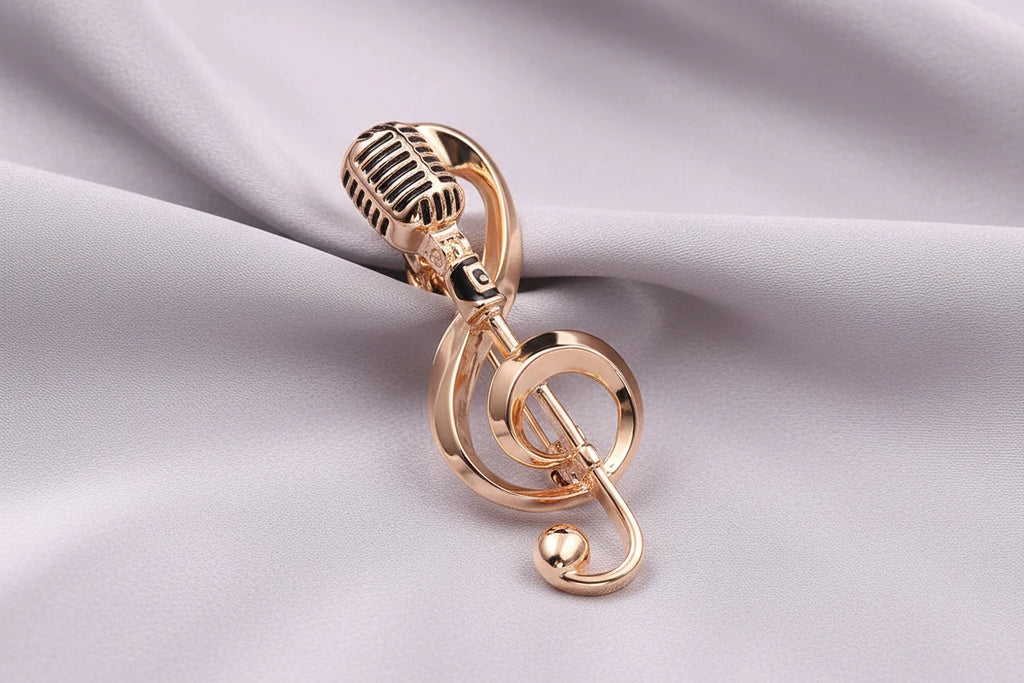 Music Note Microphone Brooch