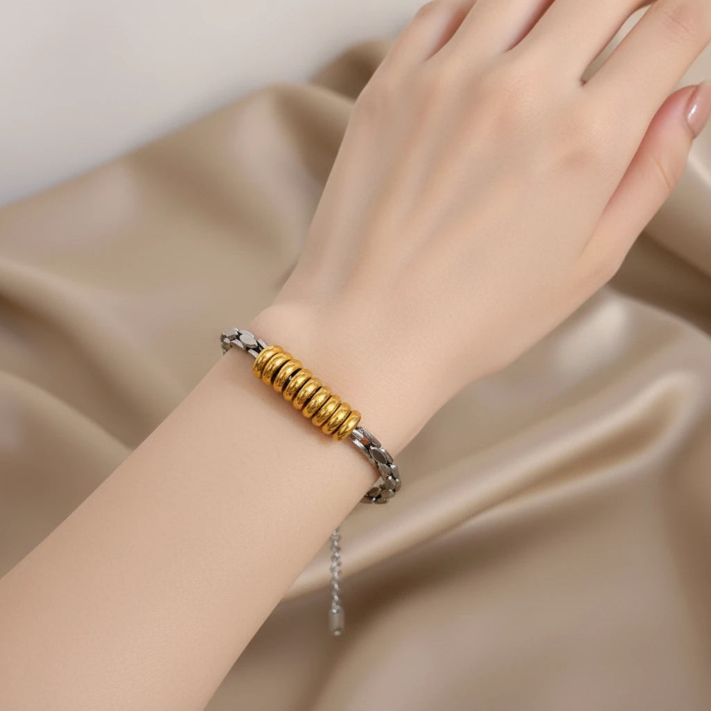 Hollow Circle Bead Geometric Chain Bracelet