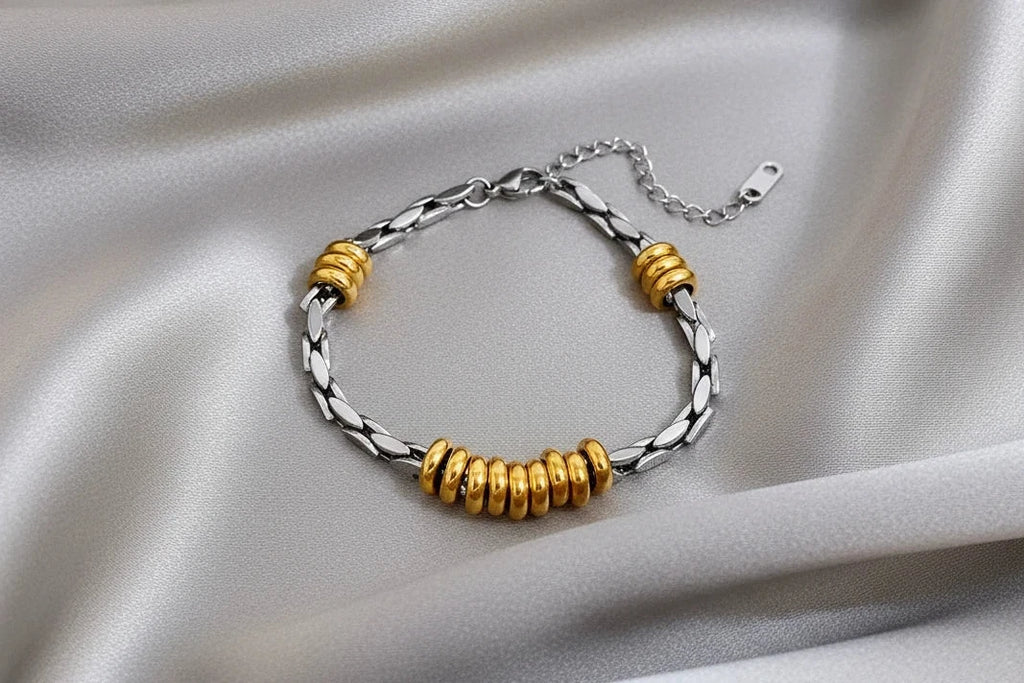 Hollow Circle Bead Geometric Chain Bracelet