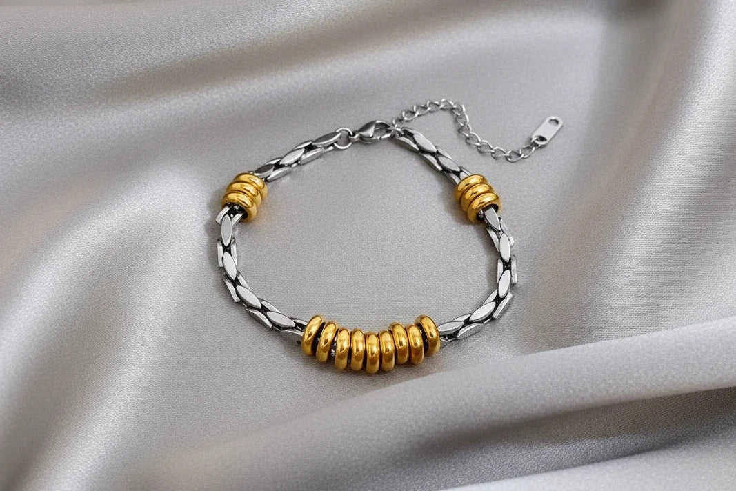 Hollow Circle Bead Geometric Chain Bracelet