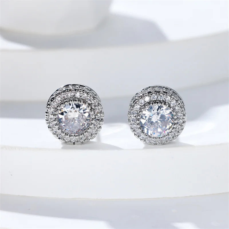 Cubic Zirconia Rondelle Stud Earrings