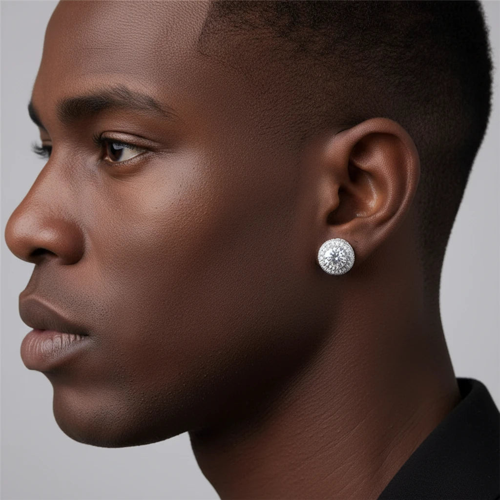Cubic Zirconia Rondelle Stud Earrings